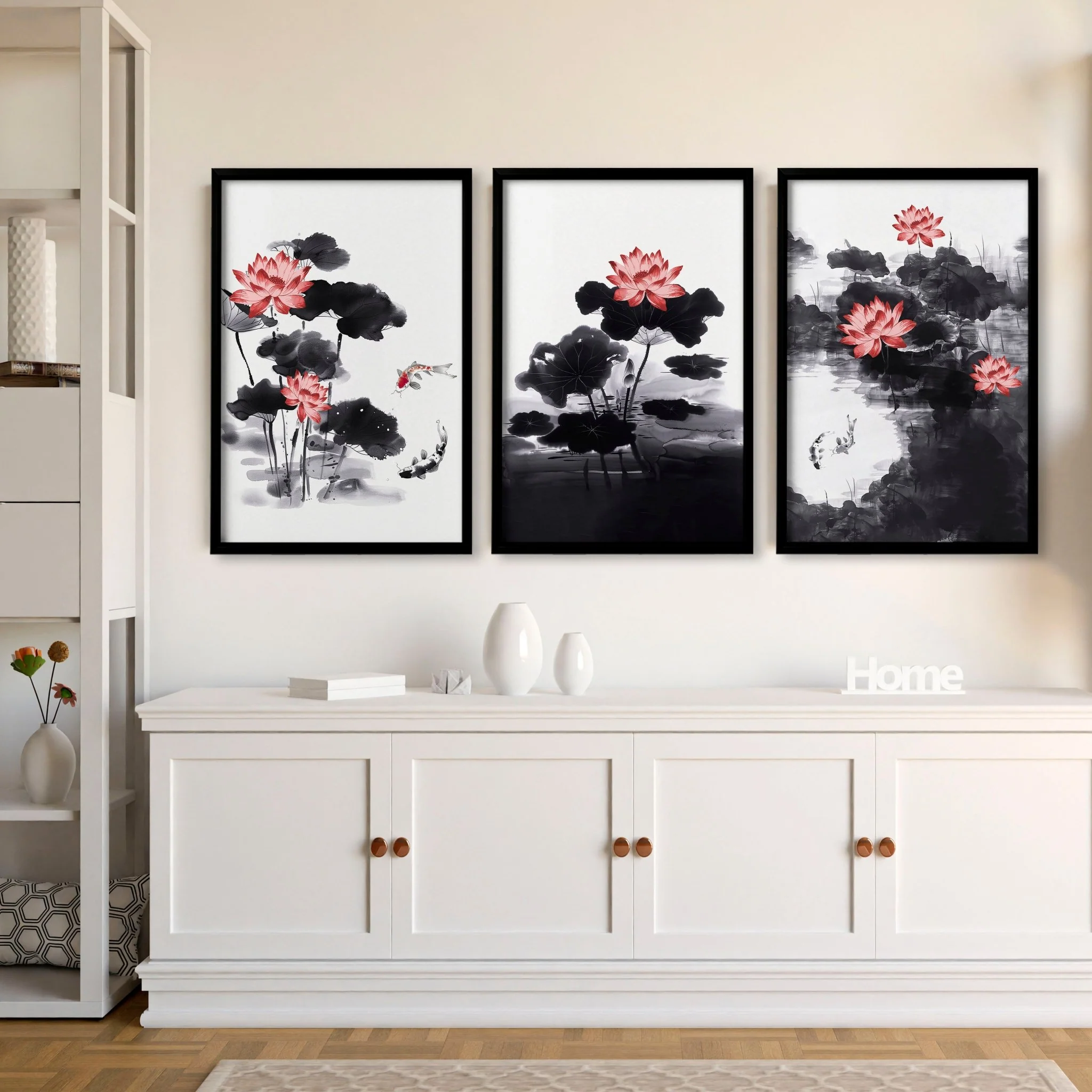 Living Room Canvas | Set of 3 Asian Inspired Wall art Prints - Image 11