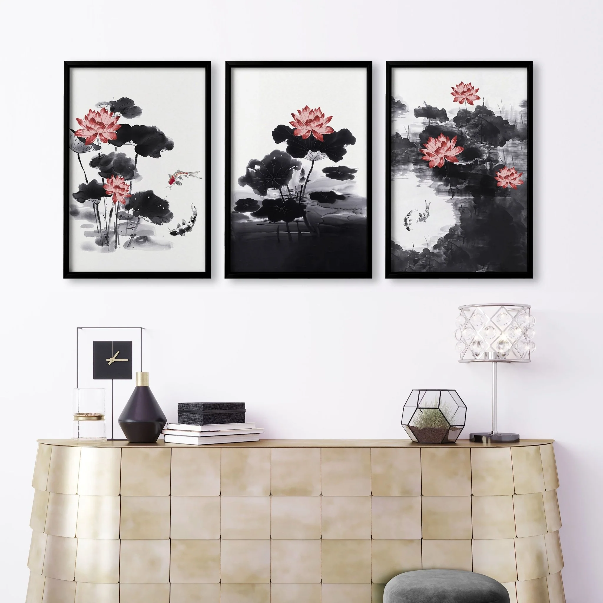 Living Room Canvas | Set of 3 Asian Inspired Wall art Prints - Image 12