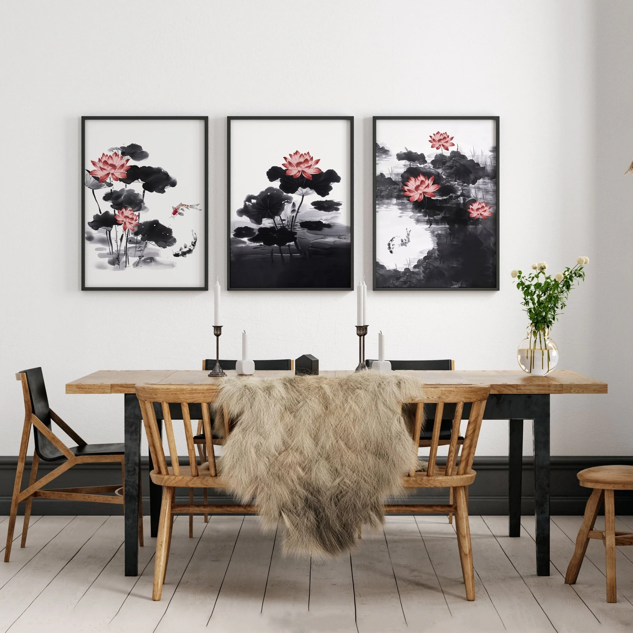 Living Room Canvas | Set of 3 Asian Inspired Wall art Prints - Image 13