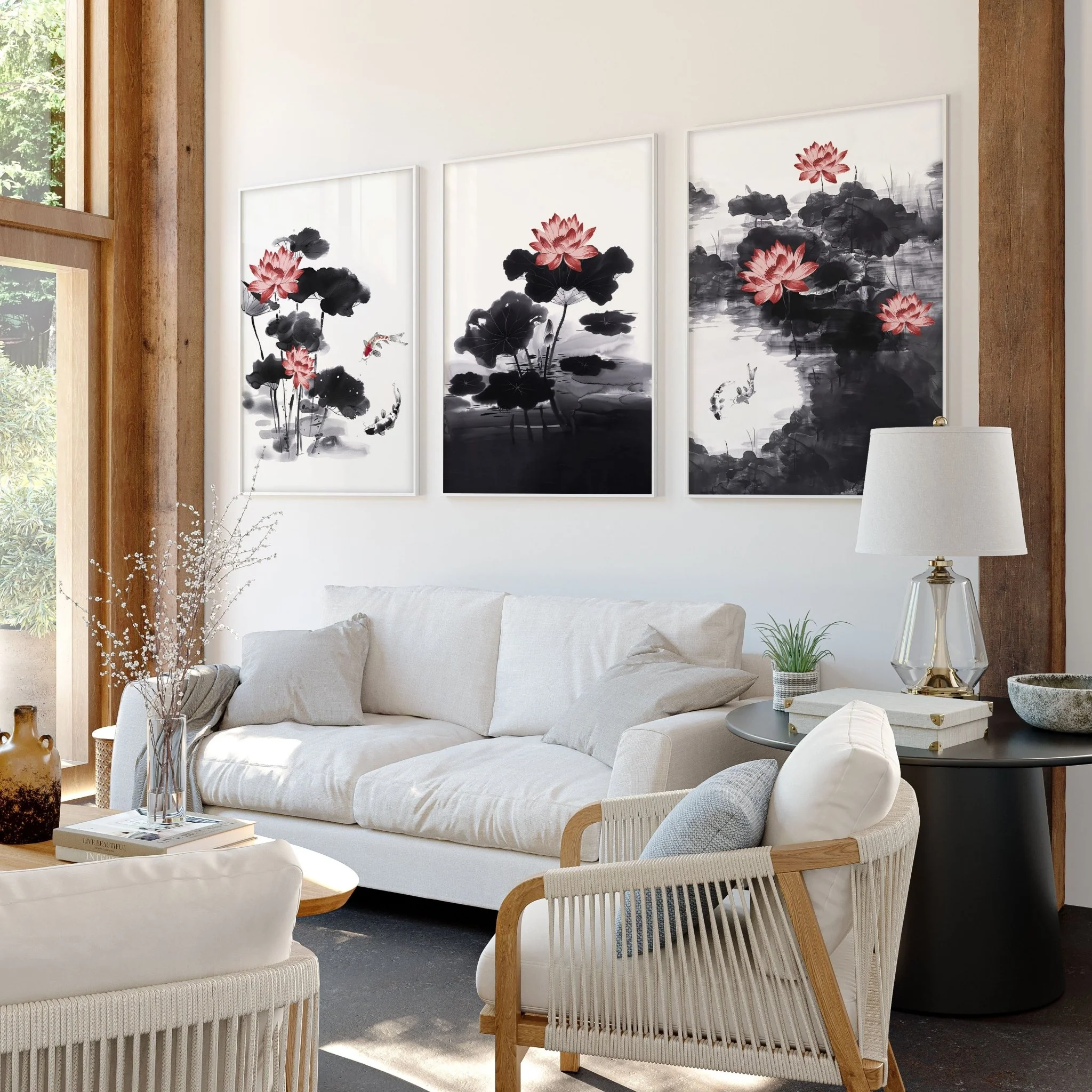 Living Room Canvas | Set of 3 Asian Inspired Wall art Prints - Image 9