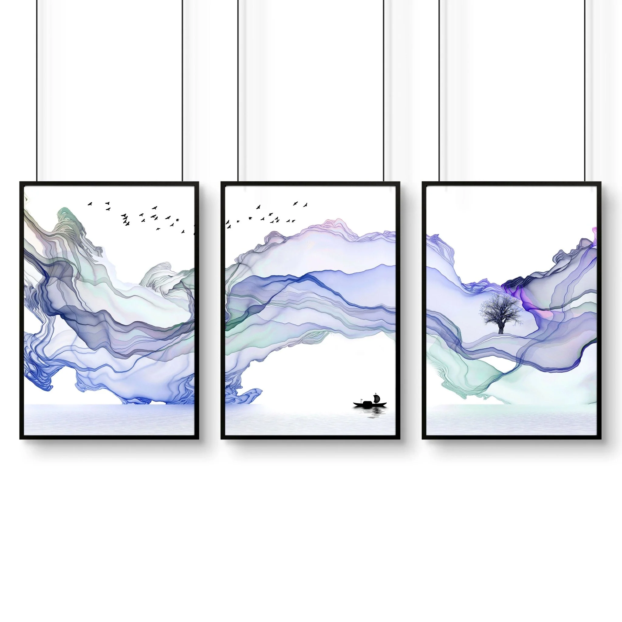 Living room framed prints | set of 3 Japandi wall art - Image 9