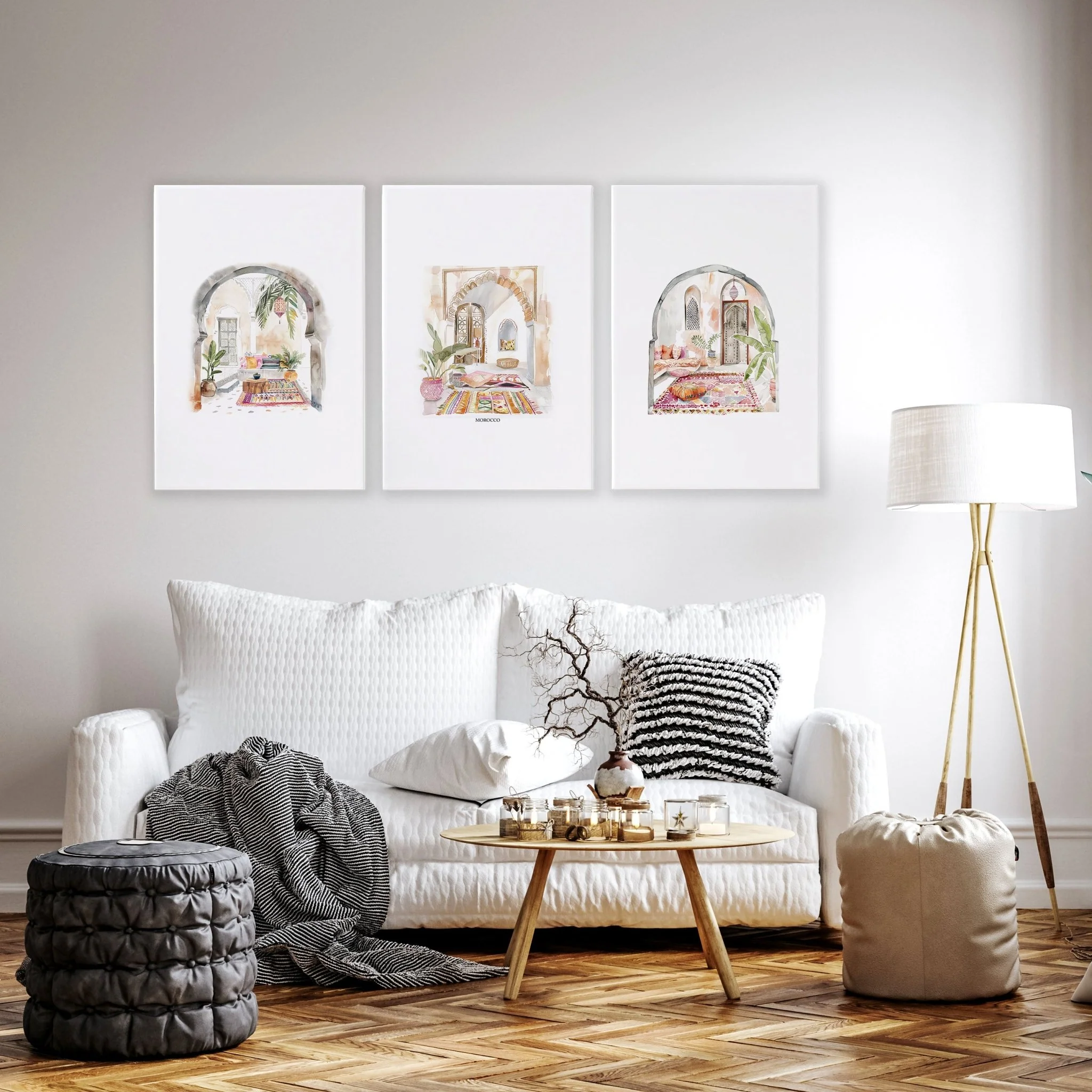 Living Room Paintings | Set of 3 Moroccan Inspired Wall art Prints - Image 4
