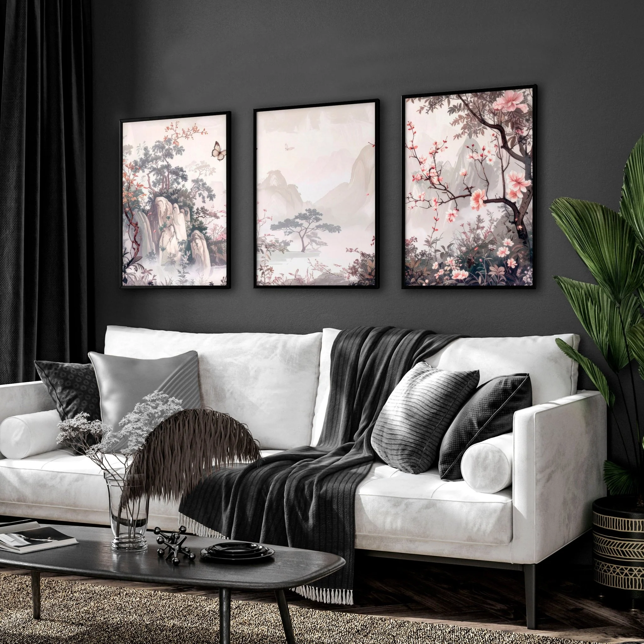 Living Room Picture Wall | Set of 3 Chinoiserie Wall art Prints - Image 4