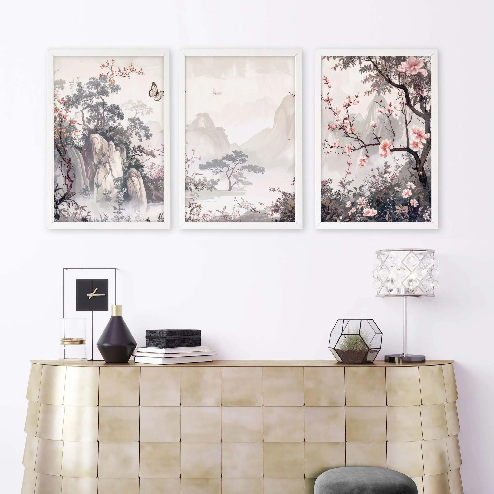 Living Room Picture Wall | Set of 3 Chinoiserie Wall art Prints - Image 8
