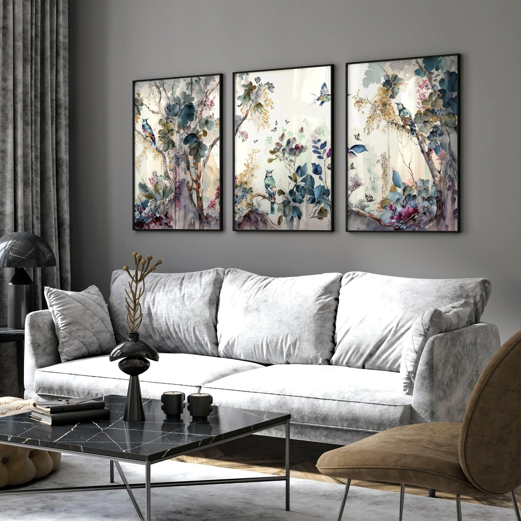 Living room wall art decor | set of 3 Chinoiserie wall art prints - Image 3