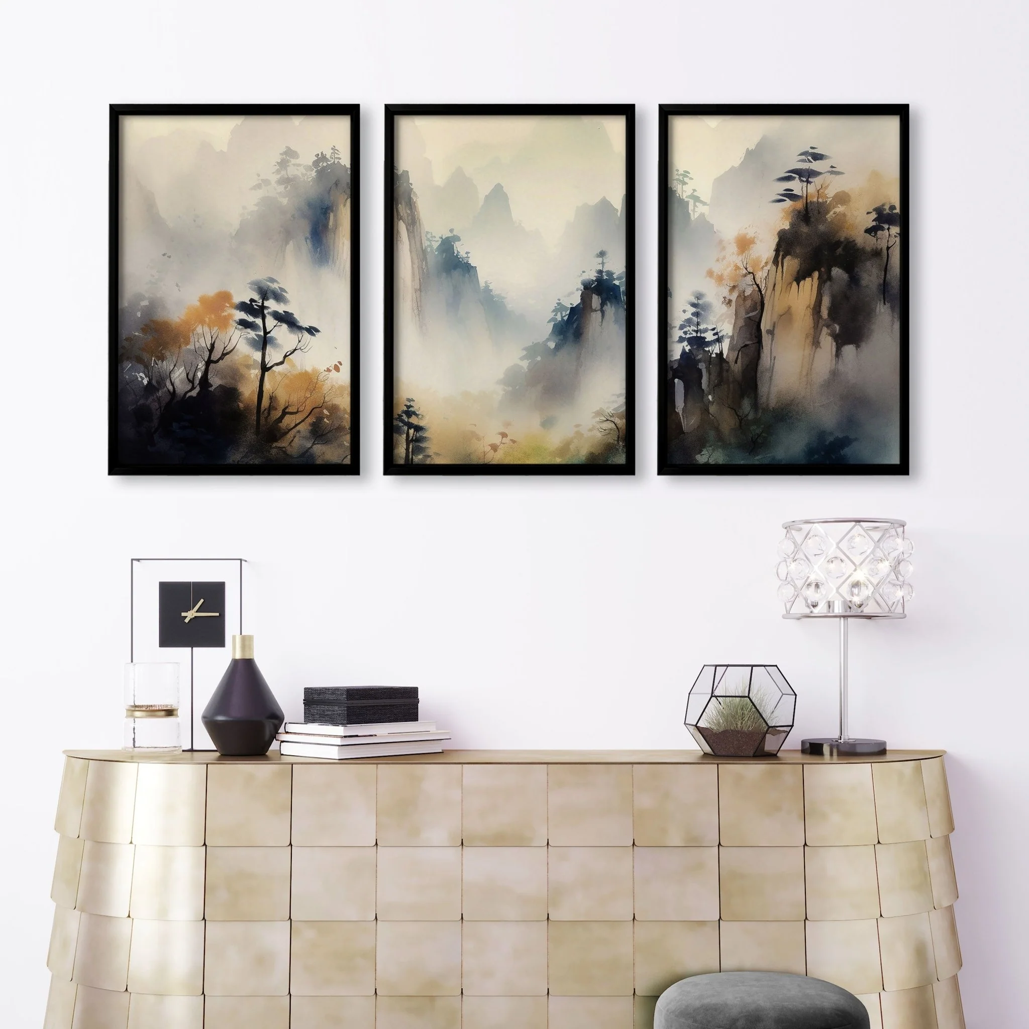 Living Room Wall Decor Modern | Set of 3 Asian Inspired Wall art Prints - Image 4