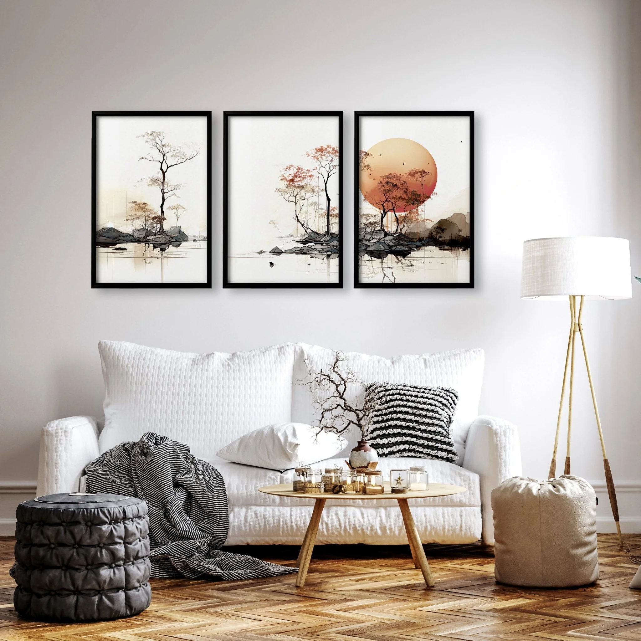 Living Room Wall Decor | Set of 3 Asian Inspired Wall art Prints - Image 6