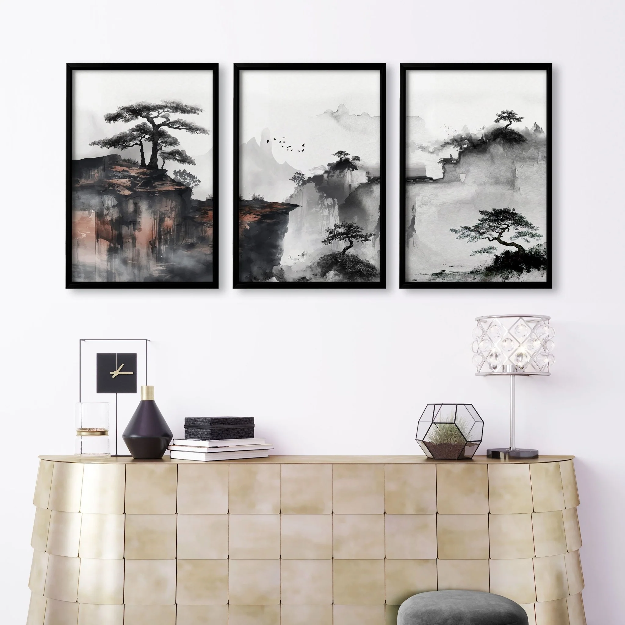 Living Room Wall Decoration | Set of 3 Asian Inspired Wall art Prints - Image 9
