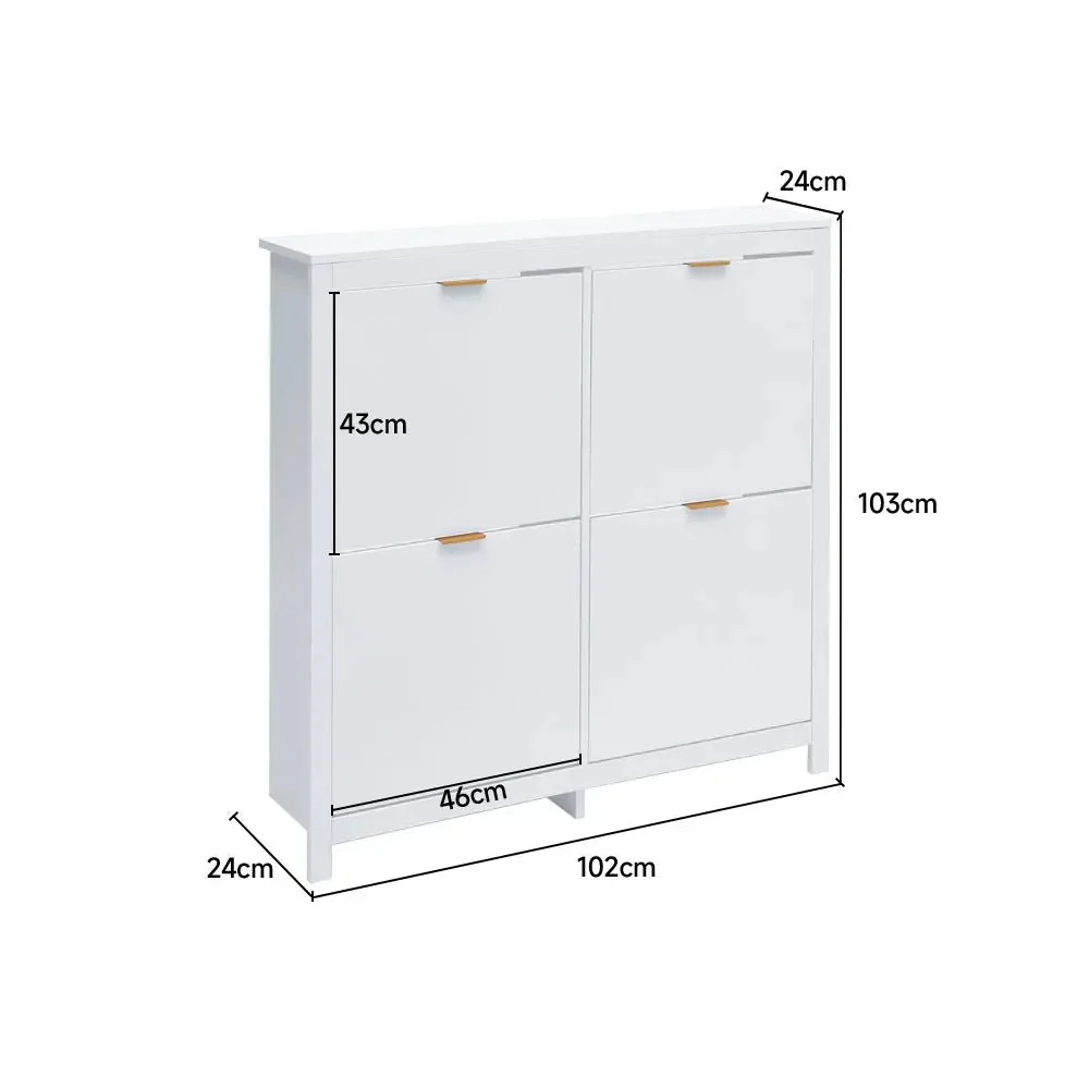 Livingandhome Flip Down Wood Shoe Cabinet in White for Hallway, Mudroom or Entryway - Image 6