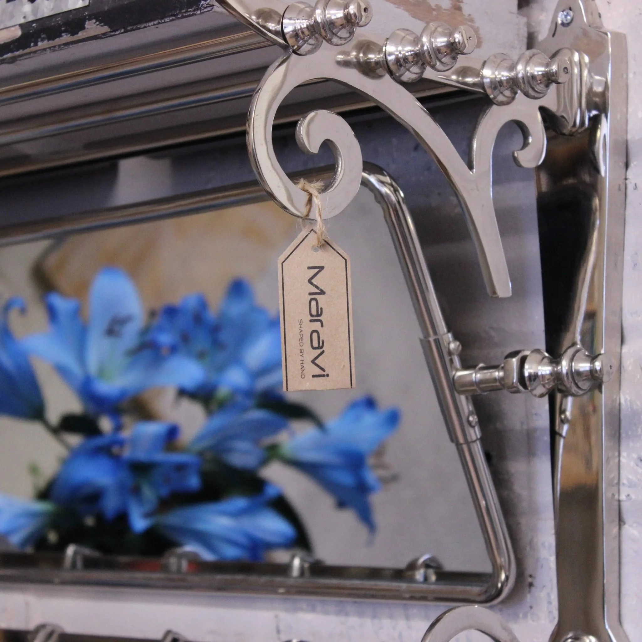 Lohit Train Antique Luggage Rack with Mirror - Image 4