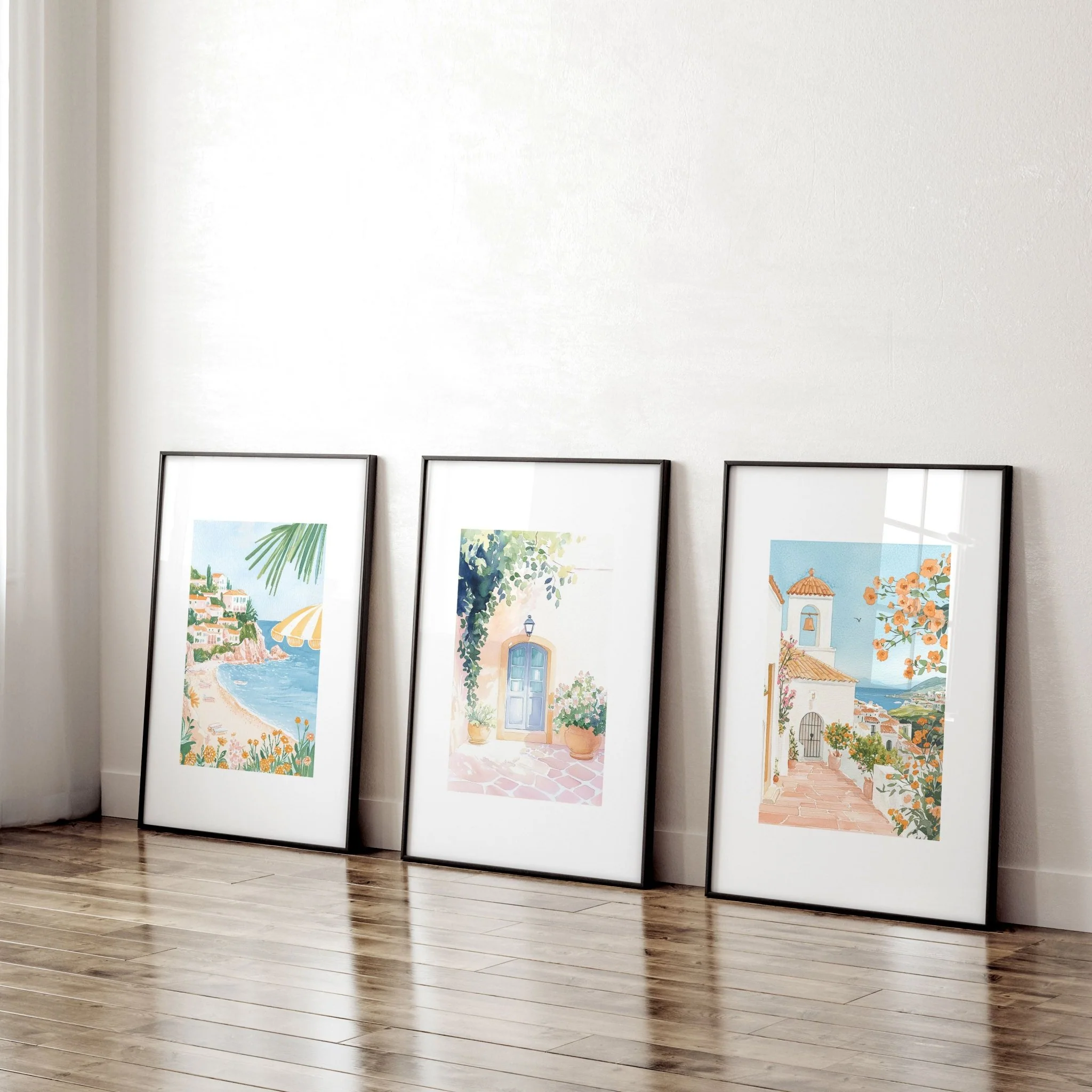 Long Rectangular Wall Decor | Set of 3 Beach Decor Wall art Prints - Image 3