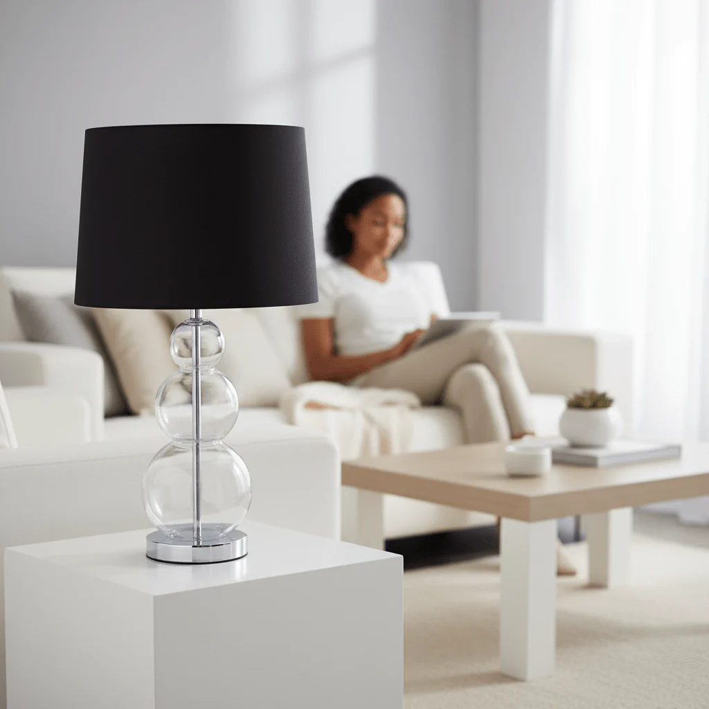 Luke Black Fabric Shade Table Lamp - Image 2