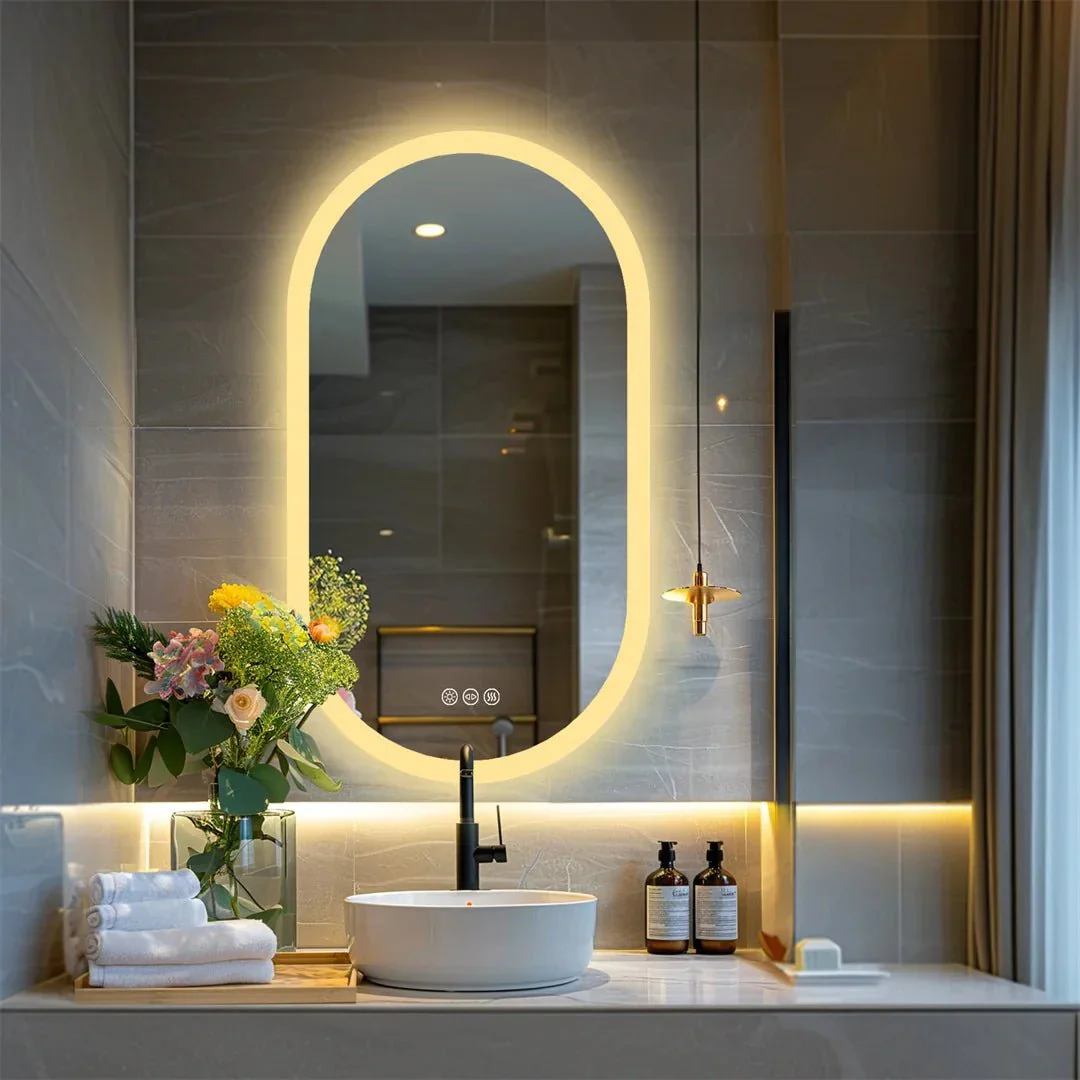 LUVODI Waterproof Illuminate Bathroom Light Vanity Mirror Frameless Touch Screen Backlit Demist Wash Basin Mirror - Image 12