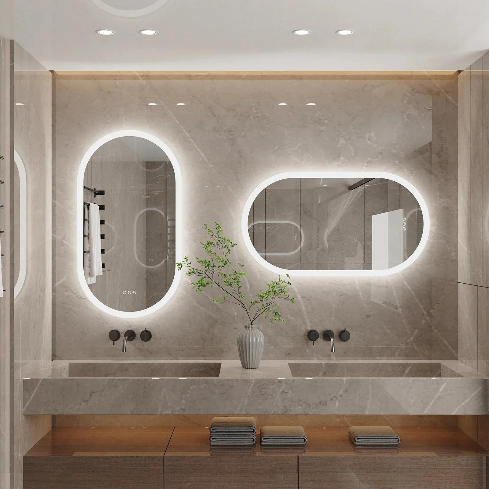LUVODI Waterproof Illuminate Bathroom Light Vanity Mirror Frameless Touch Screen Backlit Demist Wash Basin Mirror - Image 19