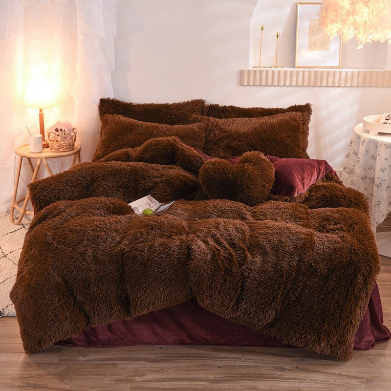 Luxury Thick Fleece Duvet Cover Queen King Winter Warm Bed Quilt Cover Pillowcase Fluffy Plush Shaggy Bedclothes Bedding Set Winter Body Keep Warm - Image 10