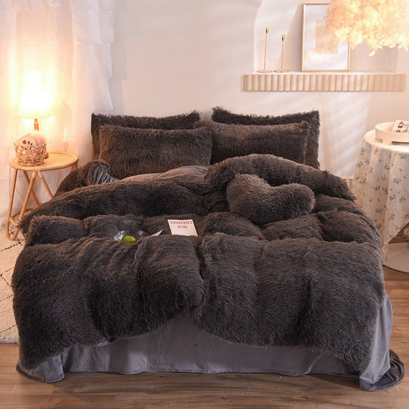 Luxury Thick Fleece Duvet Cover Queen King Winter Warm Bed Quilt Cover Pillowcase Fluffy Plush Shaggy Bedclothes Bedding Set Winter Body Keep Warm - Image 11