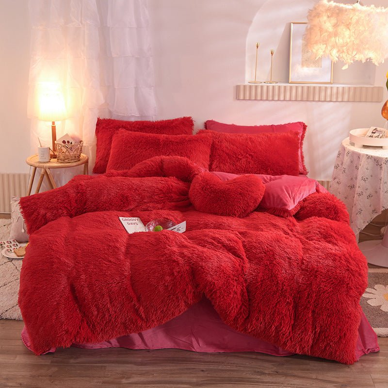 Luxury Thick Fleece Duvet Cover Queen King Winter Warm Bed Quilt Cover Pillowcase Fluffy Plush Shaggy Bedclothes Bedding Set Winter Body Keep Warm - Image 14