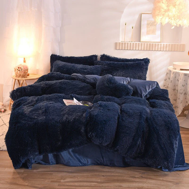 Luxury Thick Fleece Duvet Cover Queen King Winter Warm Bed Quilt Cover Pillowcase Fluffy Plush Shaggy Bedclothes Bedding Set Winter Body Keep Warm - Image 15