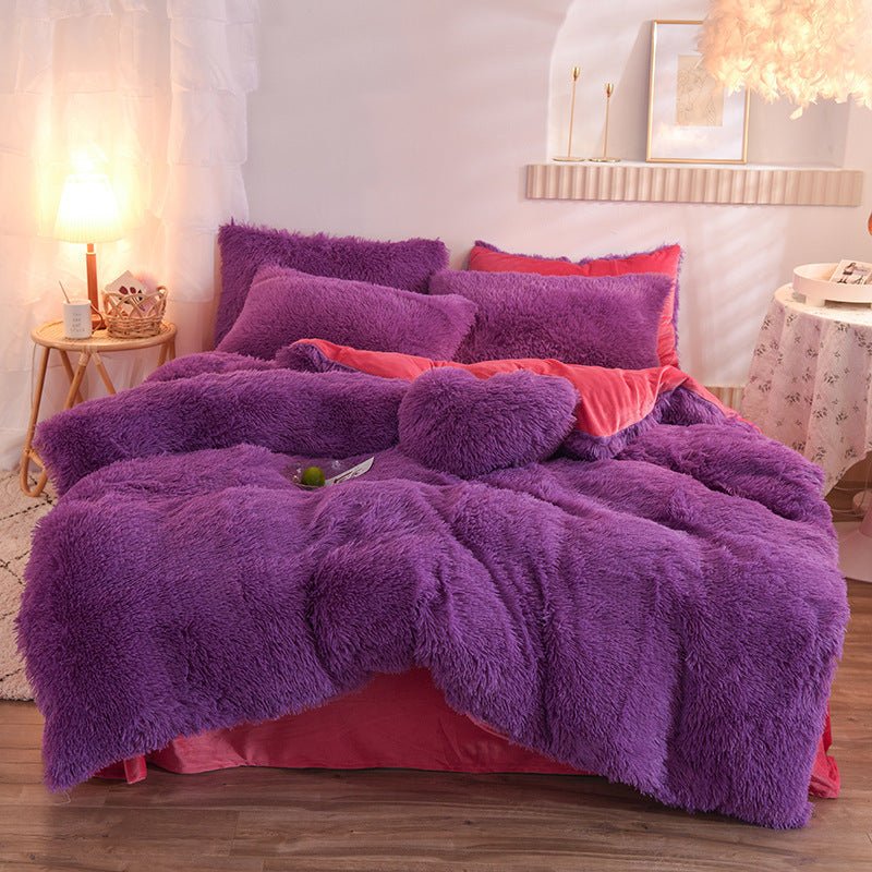 Luxury Thick Fleece Duvet Cover Queen King Winter Warm Bed Quilt Cover Pillowcase Fluffy Plush Shaggy Bedclothes Bedding Set Winter Body Keep Warm - Image 19