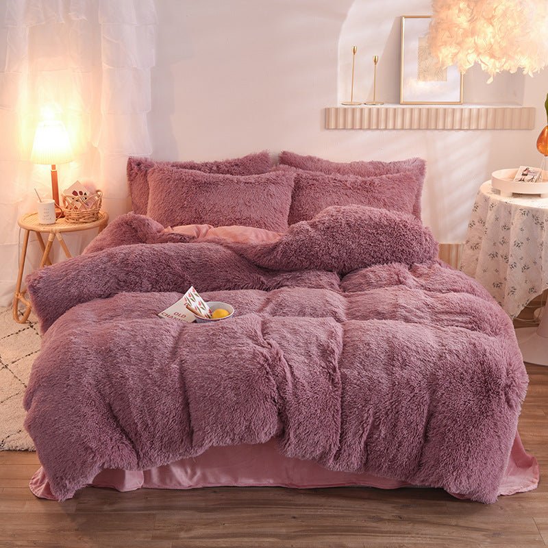 Luxury Thick Fleece Duvet Cover Queen King Winter Warm Bed Quilt Cover Pillowcase Fluffy Plush Shaggy Bedclothes Bedding Set Winter Body Keep Warm - Image 6