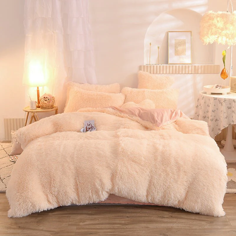 Luxury Thick Fleece Duvet Cover Queen King Winter Warm Bed Quilt Cover Pillowcase Fluffy Plush Shaggy Bedclothes Bedding Set Winter Body Keep Warm - Image 8
