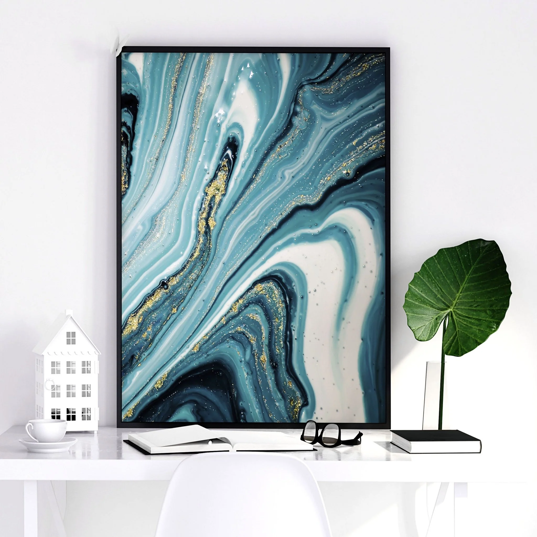 Teal luxurious wall art | set of 2 framed wall art prints - Image 5