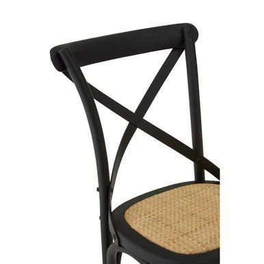 Lyon Black Oak Wood and Rattan Dining Chair - Image 12