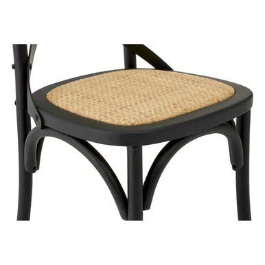 Lyon Black Oak Wood and Rattan Dining Chair - Image 13