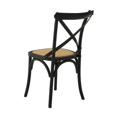 Lyon Black Oak Wood and Rattan Dining Chair - Image 9