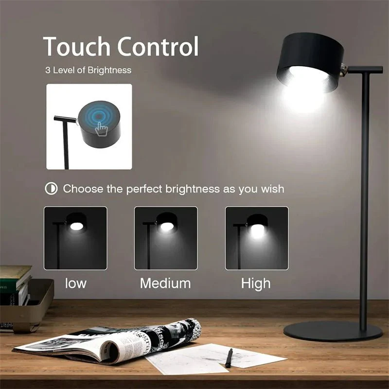 Magnetic Touchable LED USB Rechargeable Table Lamp 360 Rotate Cordless Remote Control Desk Lights Home Bedroom Wall Night Lamp - Image 2