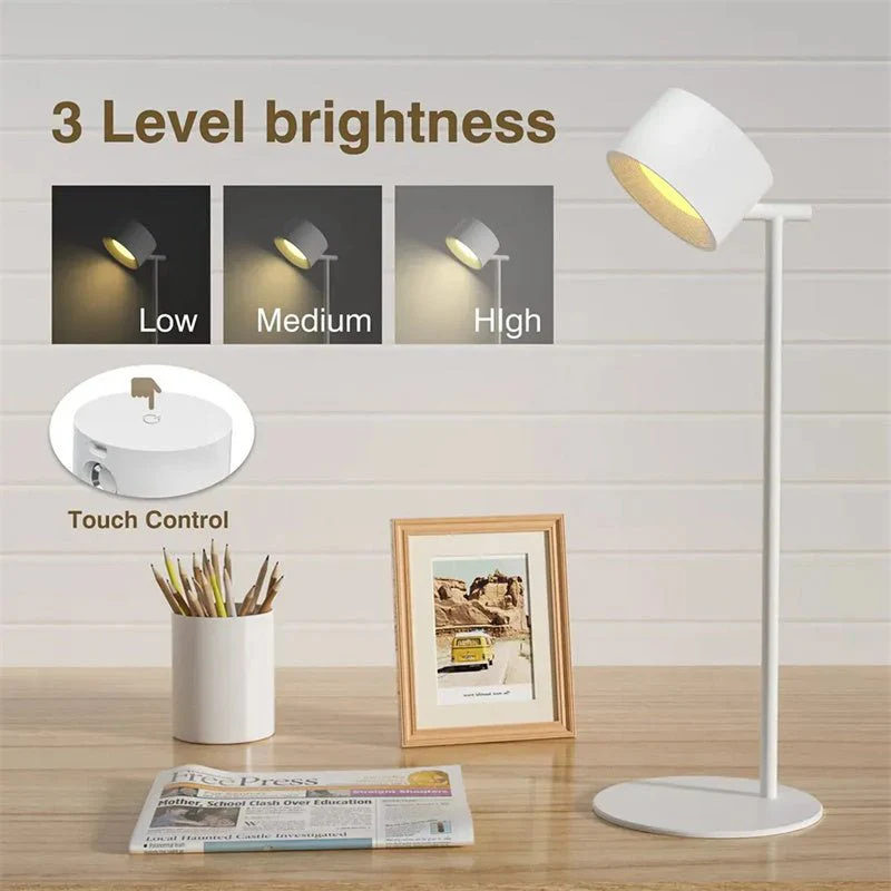 Magnetic Touchable LED USB Rechargeable Table Lamp 360 Rotate Cordless Remote Control Desk Lights Home Bedroom Wall Night Lamp - Image 6