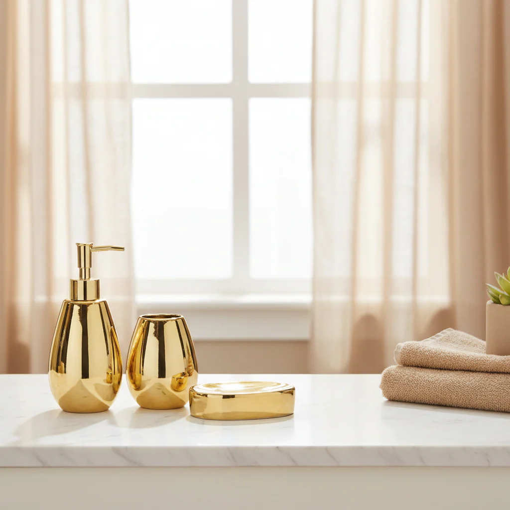 Magpie Dolomite Gold 3Pc Bathroom Set - Image 3
