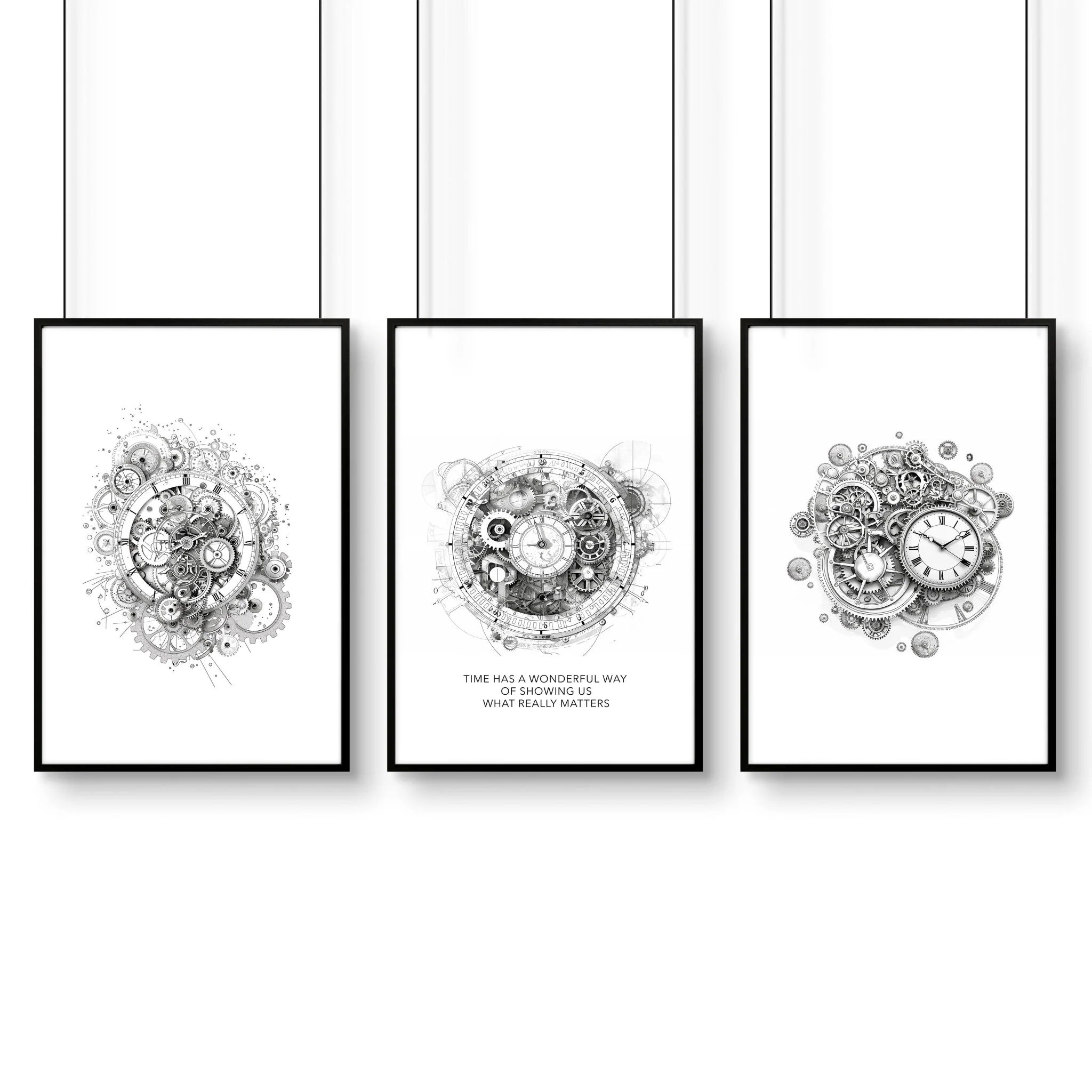 Male Office Decor | Set of 3 Abstract Clocks Wall art Prints - Image 13