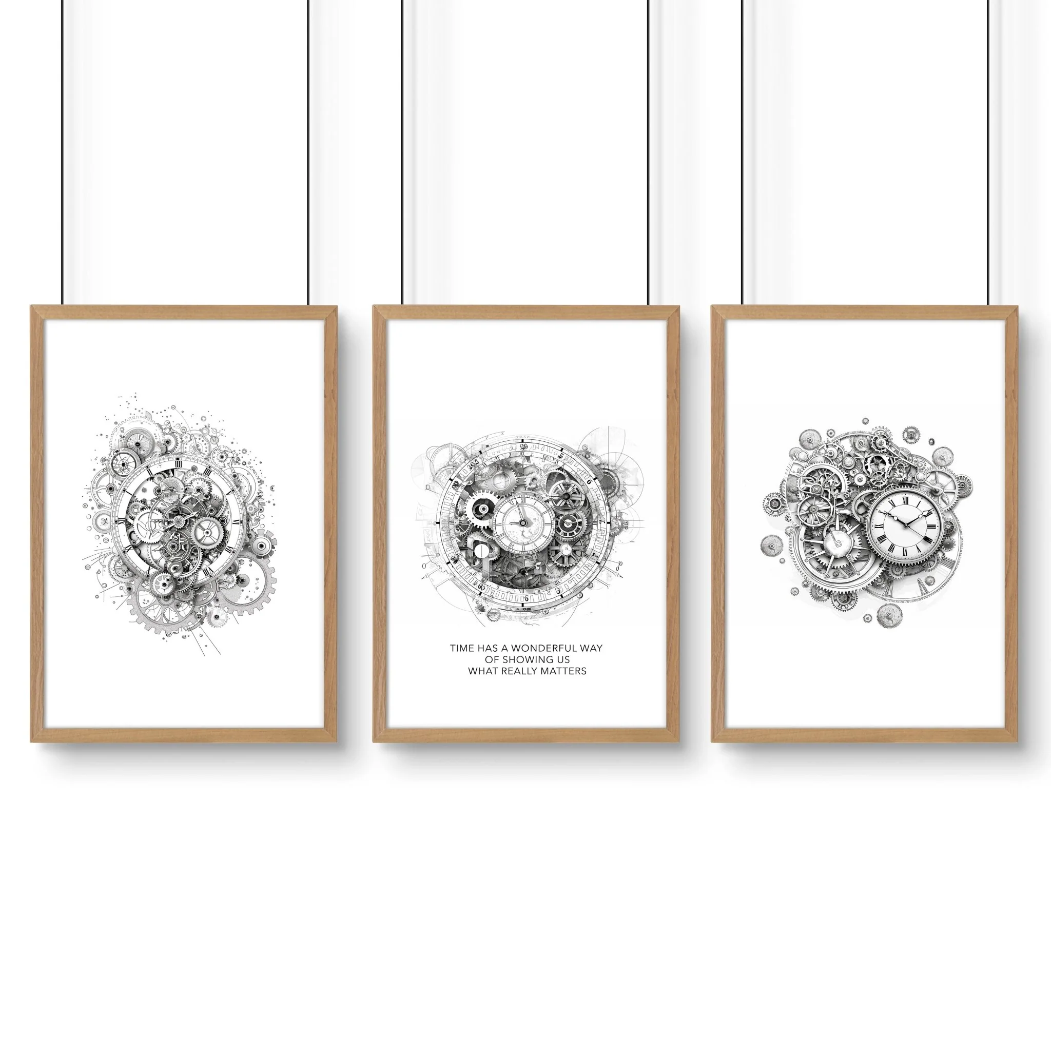 Male Office Decor | Set of 3 Abstract Clocks Wall art Prints - Image 14