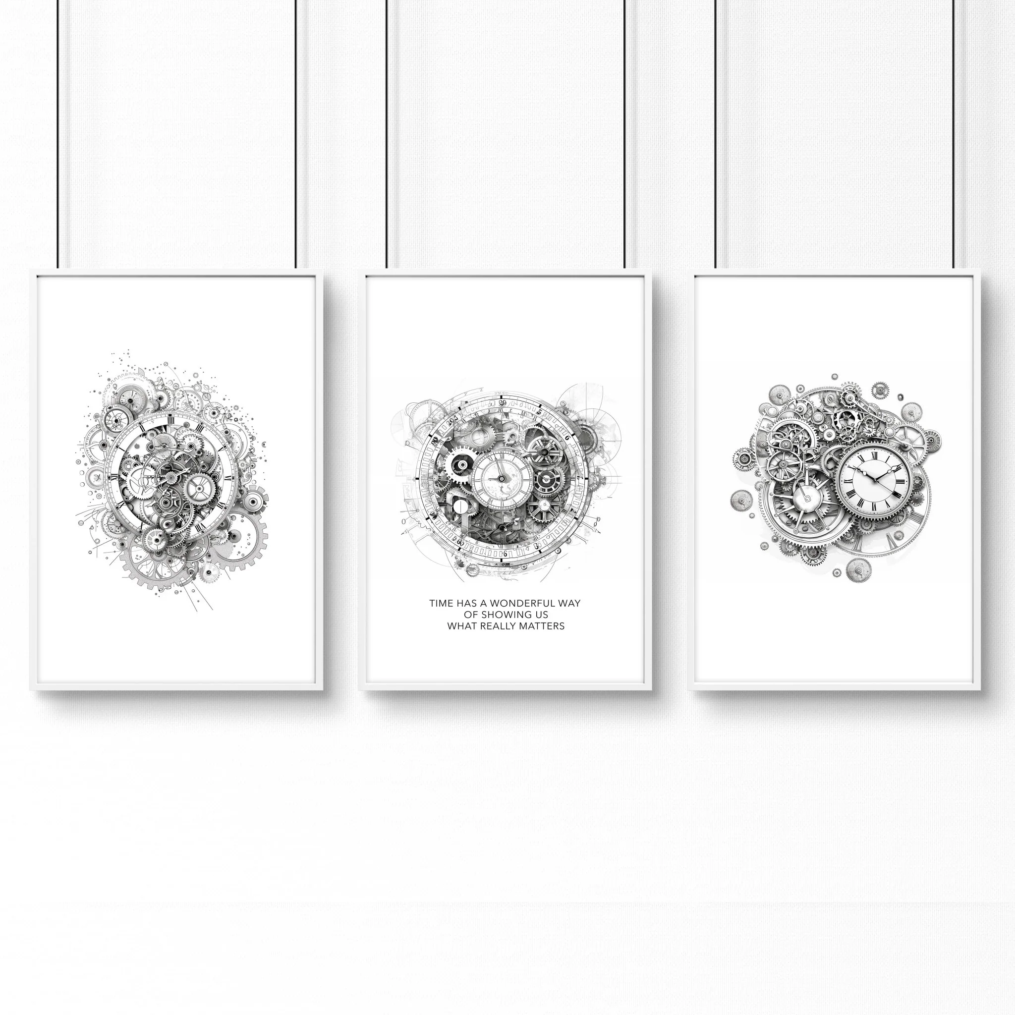 Male Office Decor | Set of 3 Abstract Clocks Wall art Prints - Image 15