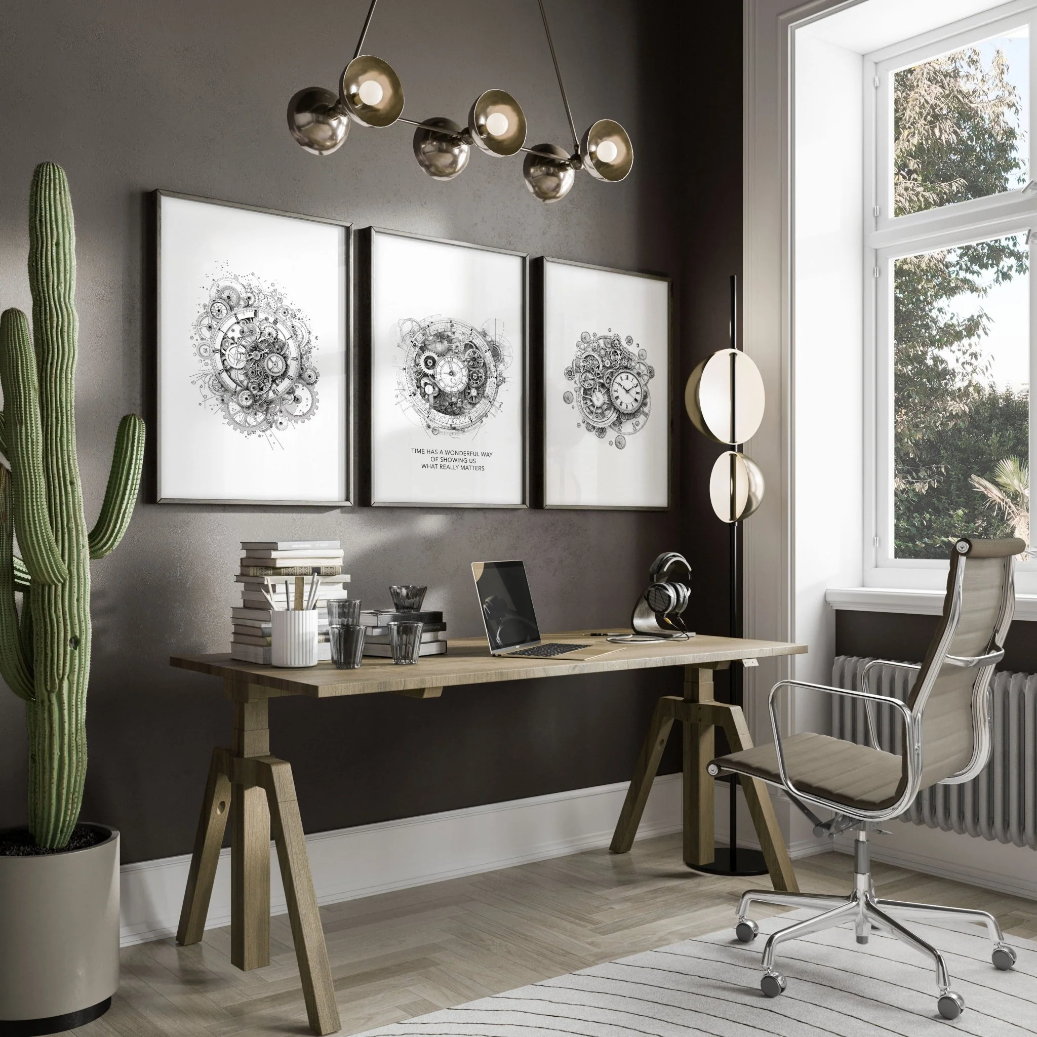 Male Office Decor | Set of 3 Abstract Clocks Wall art Prints - Image 3