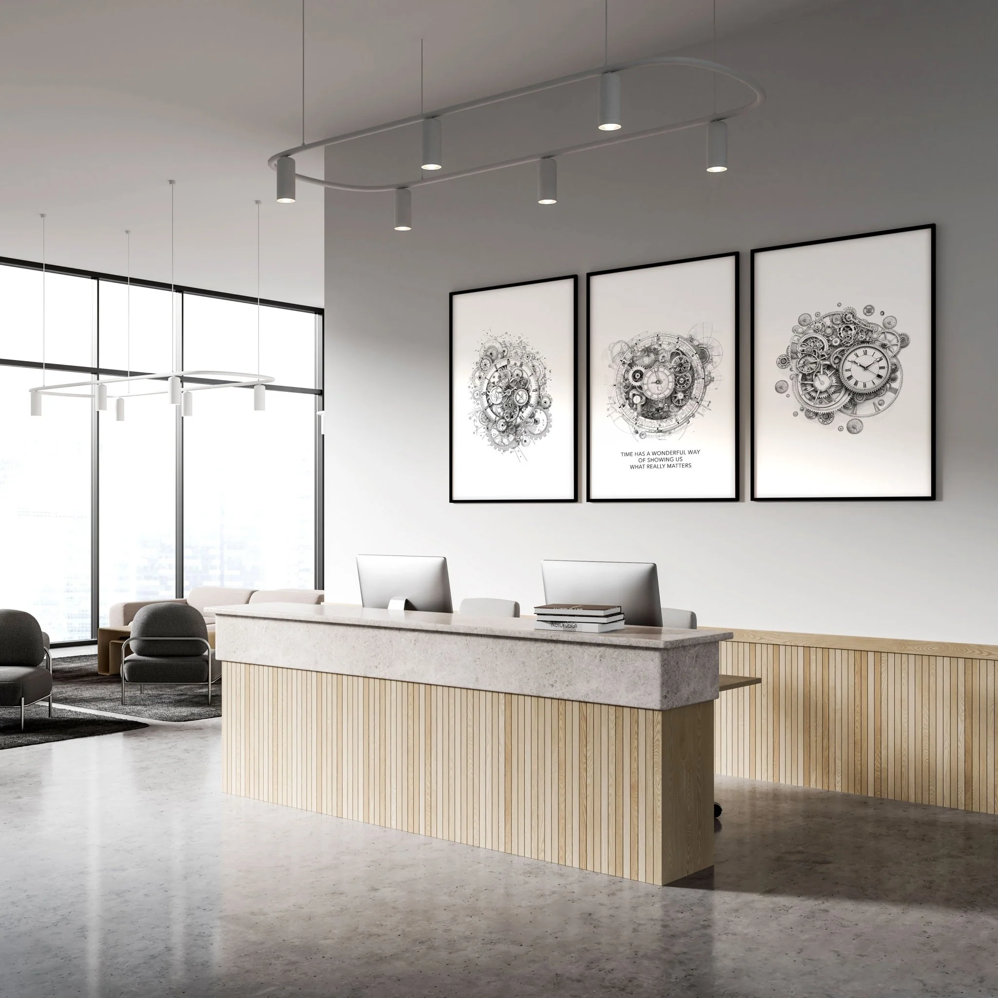 Male Office Decor | Set of 3 Abstract Clocks Wall art Prints - Image 5