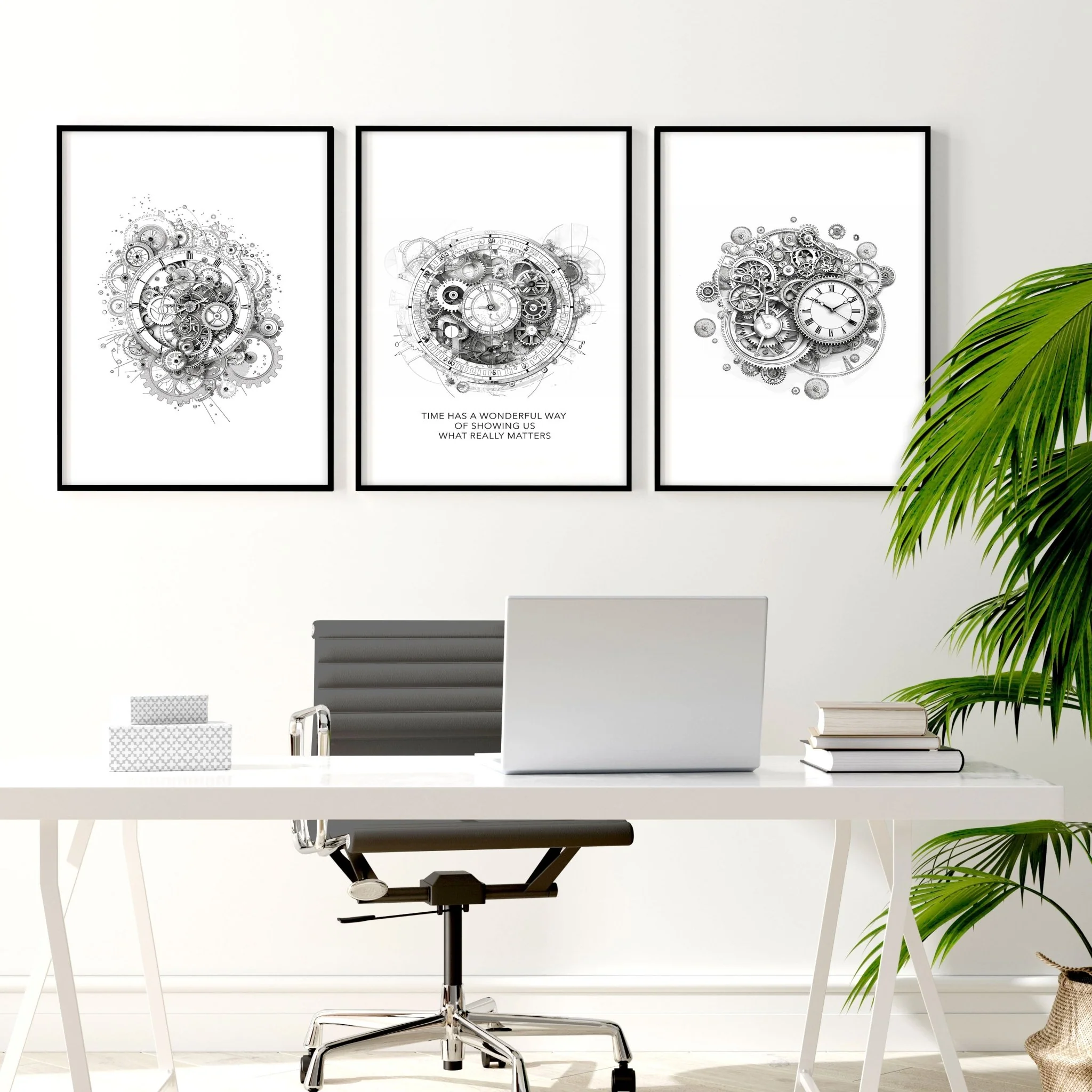 Male Office Decor | Set of 3 Abstract Clocks Wall art Prints - Image 6