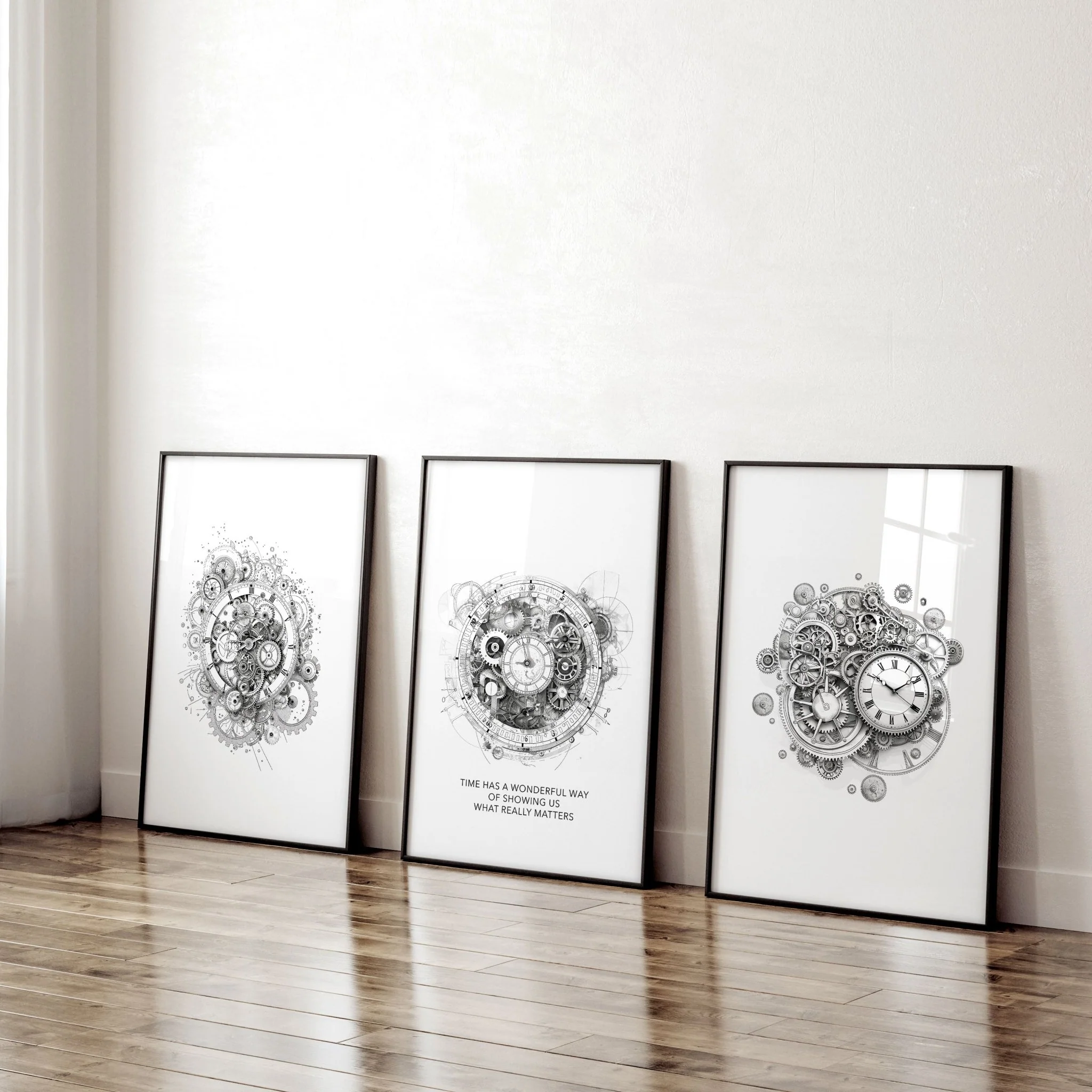 Male Office Decor | Set of 3 Abstract Clocks Wall art Prints - Image 7