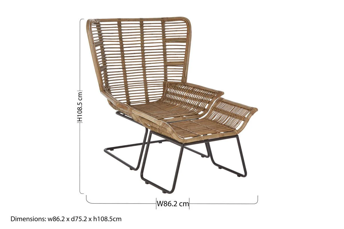 Manado Natural Rattan Lounge Chair And Footstool - Image 13