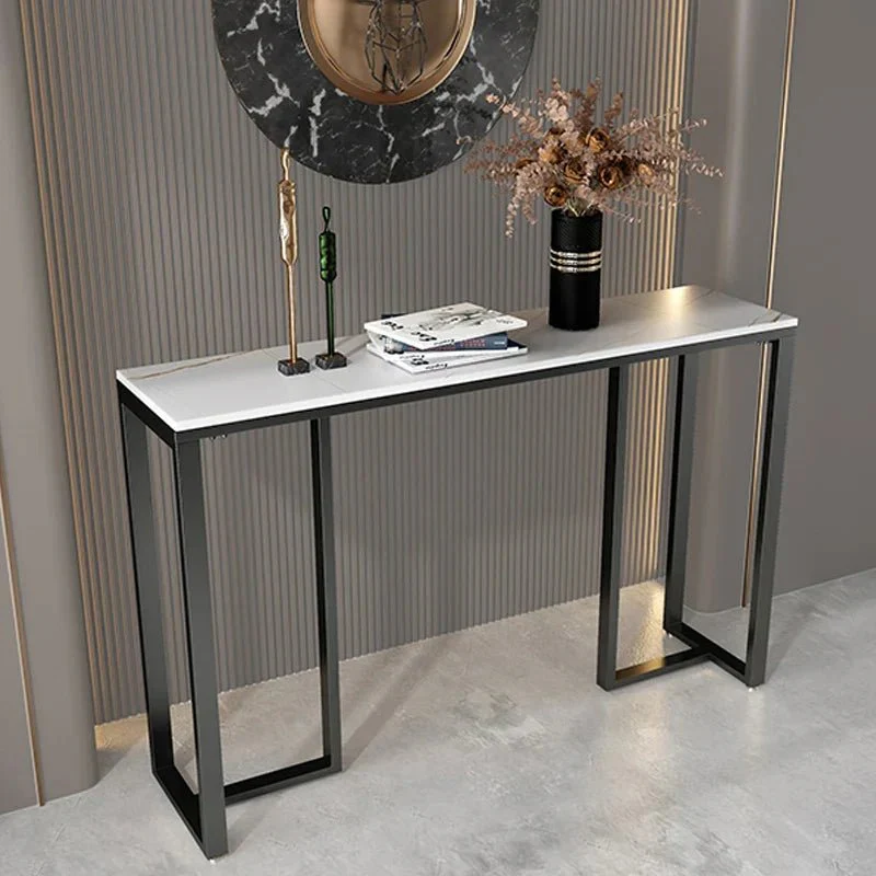 Marble Console Table Modern Accent Side Stand Sofa Entryway Hall Furniture Storage Display Table Metal Frame - Image 8