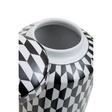 Marlo Large Black And White Geometric Print Ceramic Jar - Image 10