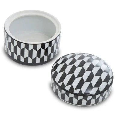 Marlo Large Black and White Geometric Print Ceramic Trinket Box - Image 6