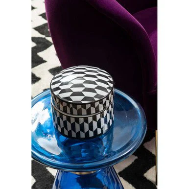 Marlo Large Black and White Geometric Print Ceramic Trinket Box - Image 8