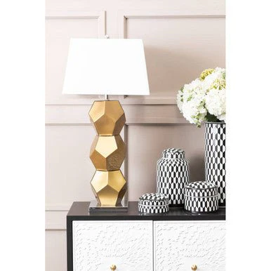 Marlo Small Black And White Geometric Print Ceramic Jar - Image 10