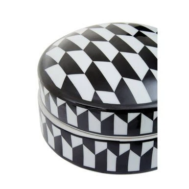 Marlo Small Black and White Geometric Print Ceramic Trinket Box - Image 11