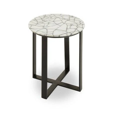Marmara Marble Top Side Table With Black Iron Stand - Image 5