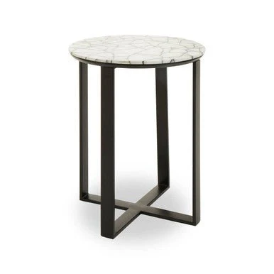 Marmara Marble Top Side Table With Black Iron Stand - Image 6