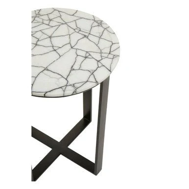 Marmara Marble Top Side Table With Black Iron Stand - Image 8