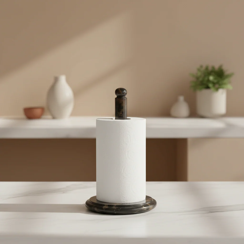 Marmore Black And Gold Marble Kitchen Roll Holder - Image 2